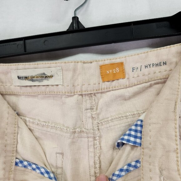 Anthropologie Pilcro & The Letterpress Linen Pants Size 28 Fit Hyphen Beige - Picture 3 of 13